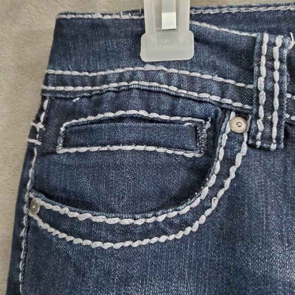 Nine West Women's Embellsished Stretch Denim Boot Cut Blue Jeans Size 6 - Picture 5 of 11